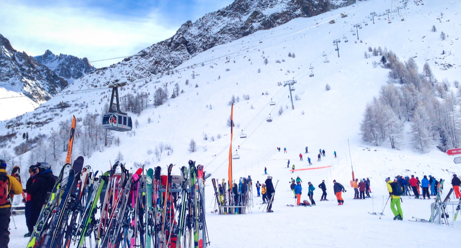 people on ski slope in Chamonix